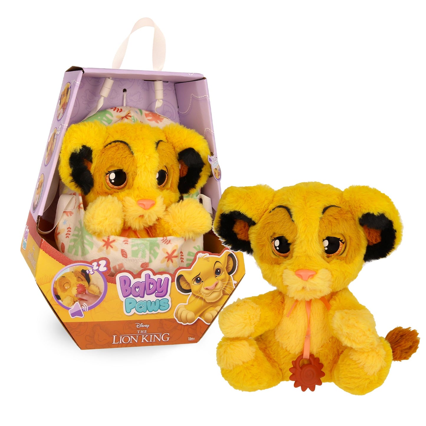 Baby Paws Simba Interaktives Plüschtier mit Sound, Schnuller & Tragedecke, 24 cm, ab 3 Jahren