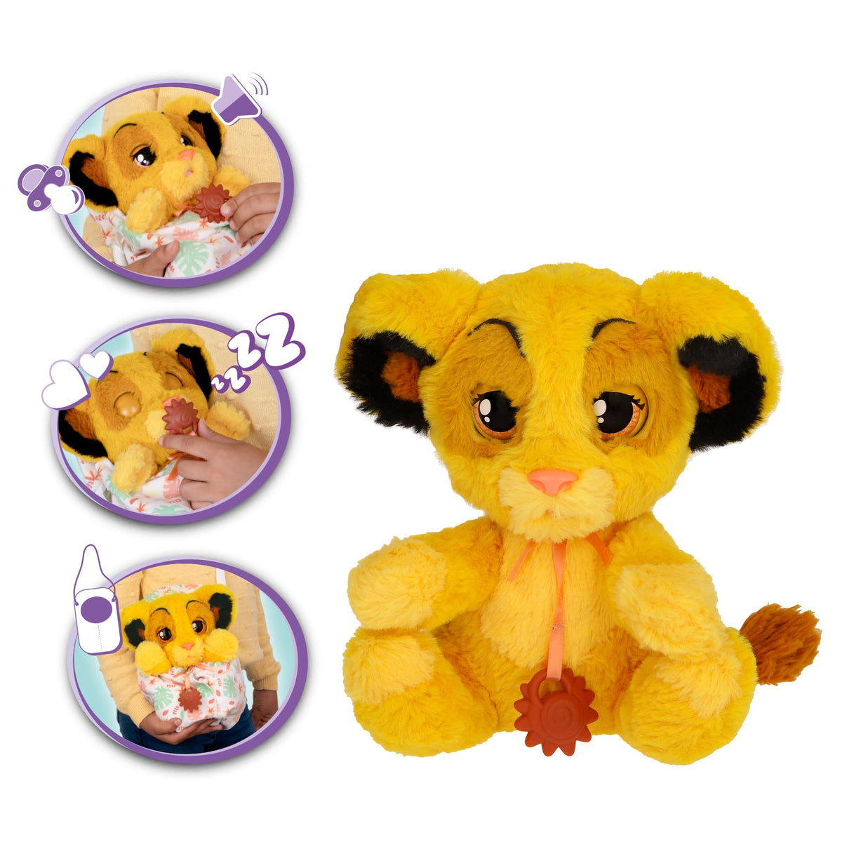 Baby Paws Simba Interaktives Plüschtier mit Sound, Schnuller & Tragedecke, 24 cm, ab 3 Jahren