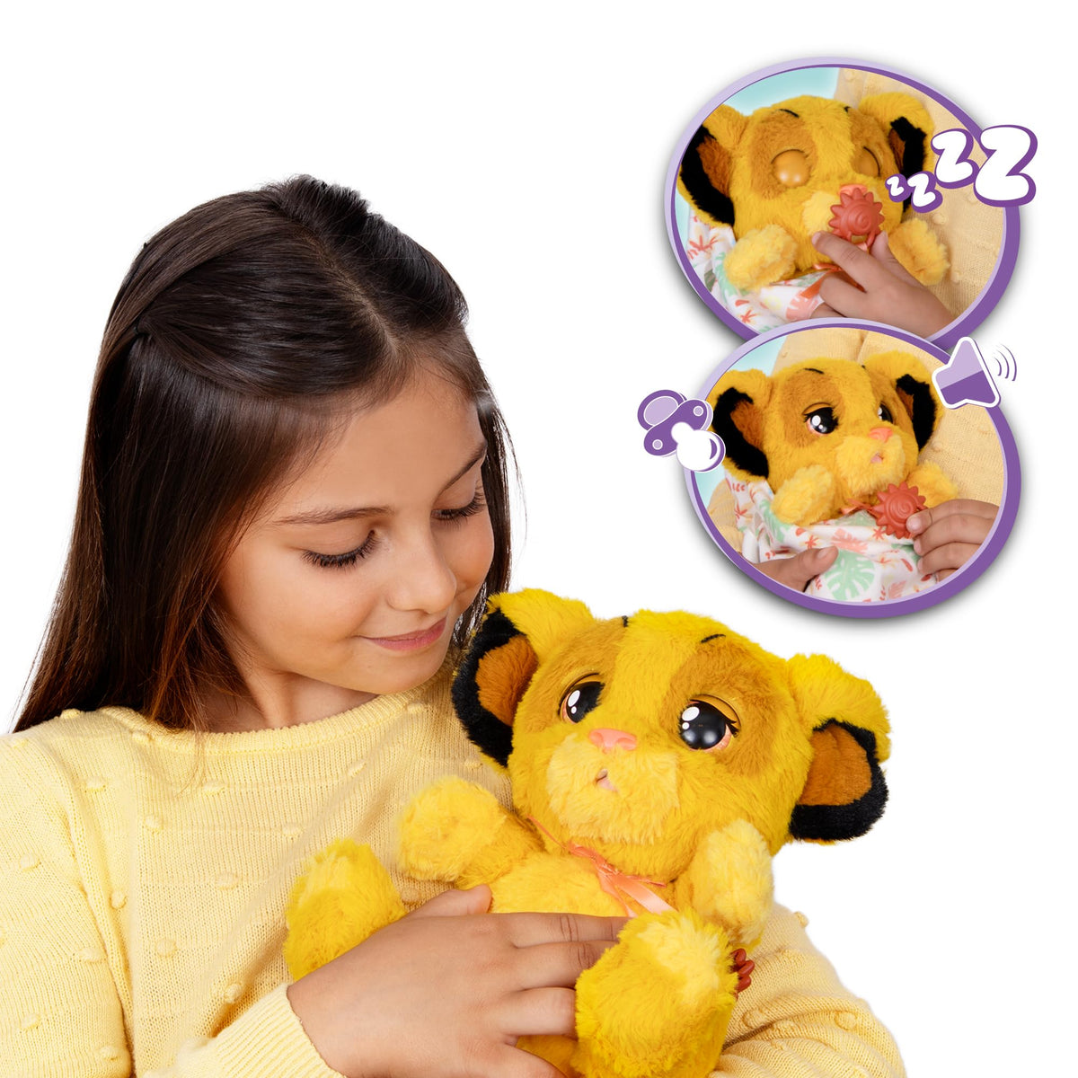 Baby Paws Simba Interaktives Plüschtier mit Sound, Schnuller & Tragedecke, 24 cm, ab 3 Jahren