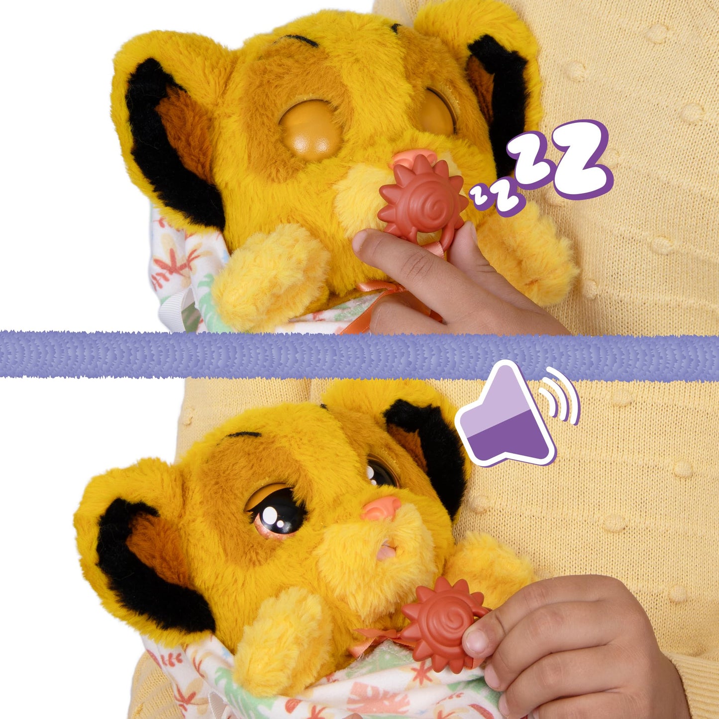 Baby Paws Simba Interaktives Plüschtier mit Sound, Schnuller & Tragedecke, 24 cm, ab 3 Jahren